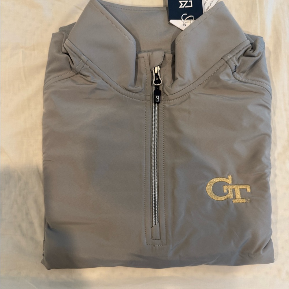 Gray Quarter-Zip Pullover with GT Logo